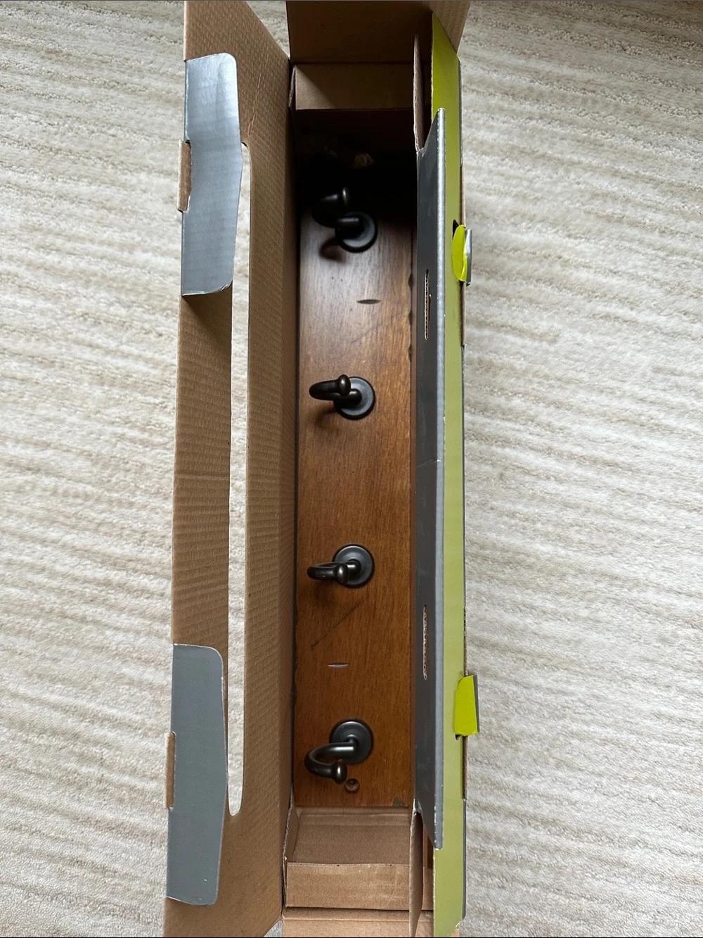 Threshold Hook Rail With Ledge Shelf Entryway Organize Walnut Finish Hooks 18”